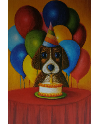 Tarjeta de felicitación con perro de cumpleaños | Original y divertida – La estantería