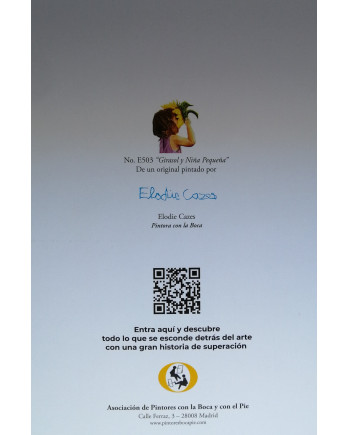 Tarjeta de felicitación con niña oliendo flor | Tierna y emotiva – La estantería