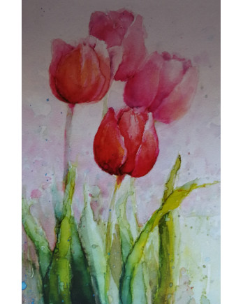 Tarjeta de felicitación con tulipanes | Diseño floral delicado – La estantería