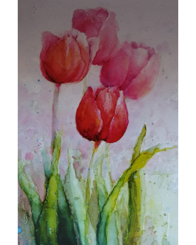 Tarjeta de felicitación con tulipanes | Diseño floral delicado – La estantería