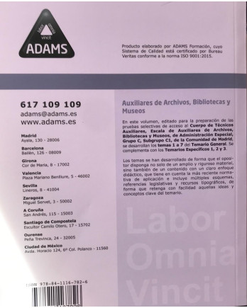 Temario Auxiliares de Archivos, Bibliotecas y Museos – Comunidad de Madrid